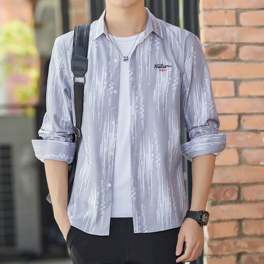 Pang Donglai DL Meterbon Sommer Herren-Hemd-Hemd-Jacke Amerikaner lose drapierende Eisseide Cooles Sonnenschutzhemd Messbonway 6169 Green M 90-110jin [Jin entspricht 0,5 kg]