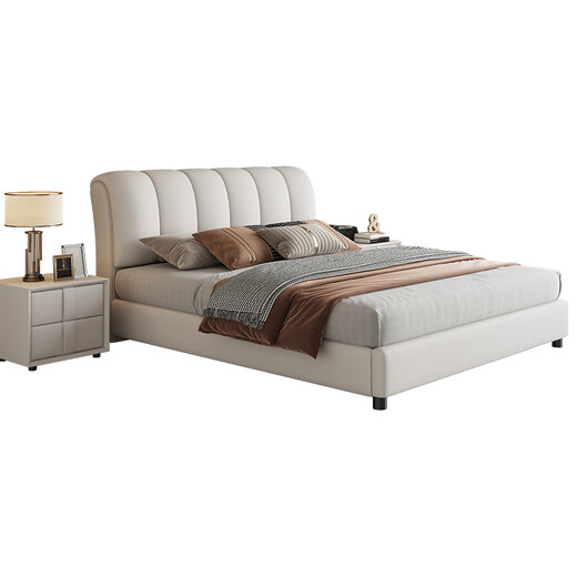 Suizhi government subsidized leather bed 2025 new style light luxury cream style high-end atmosphere master bedroom double bed soft cover wedding bed single bed newly upgraded silent bed board 1.5m*2.0m frame structure color optional