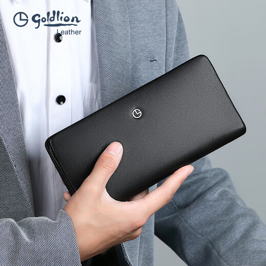 
GY goldlion Jinlilai new style men's temperament genuine leather handbag head layer cowhide business multi-card wallet fashionable handbag trend black/fashion model FA803109-111