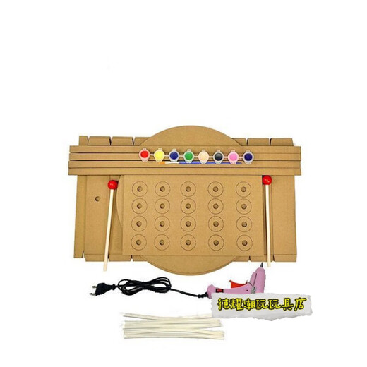 汇智之城幼儿园手工材料 铜鼓手工diy乐器制作纸板打击小鼓+半成品材料 腰鼓材料包+胶棒+胶枪+颜料