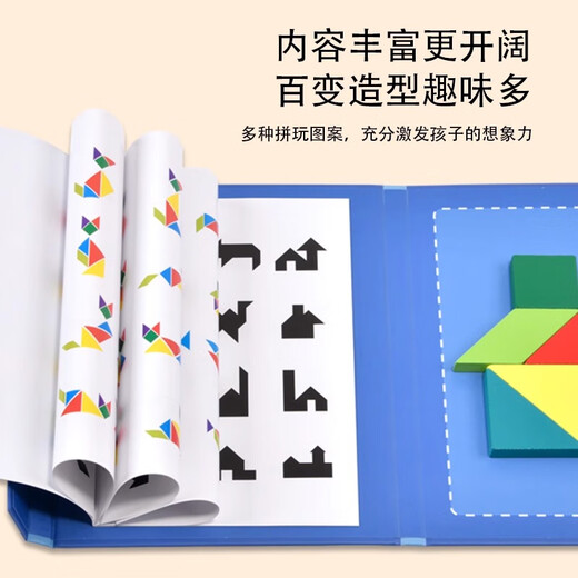 Dan Miqi Magnetic Tangram Classic Geométrique Géométrique Cognitive Wood Building Blocs Puzzle Puzzing Educational Toys