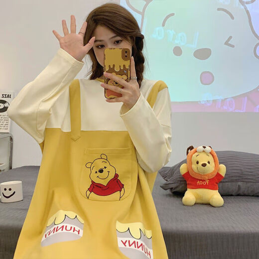 Liumanli lindo camisón para niñas en primavera y otoño verano de algodón puro pijama de manga larga para estudiantes de estilo de estilo de estudiantes puede usar ropa casera afuera de j16854 m