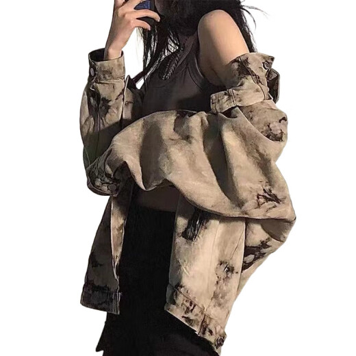 Rongxitu Washed Tie-Dye Dane Jacket Spring y Autumn High Street Retro Loose Top 9930 L 115-130
