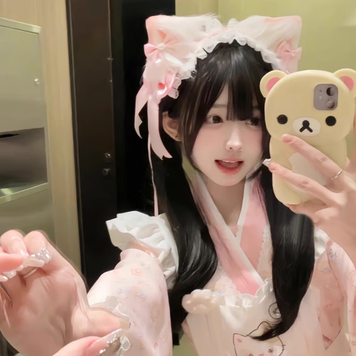Miqiao Maid Cat Ear Hairband Lolita Hairband Female Headwear Lolita Cute Sweet Girl Hairpin Comic Exhibition Cos Animal Ears Black Hairband + Cat Ear Set