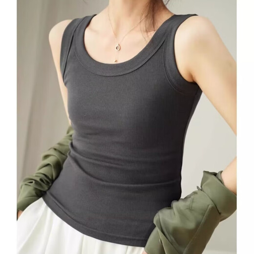 Summer Nuevo chaleco sin mangas de algodón para mujeres que usan una camisa base con un ajuste delgado y versátil atuendo de mujeres de mujeres Z Yuren 1050 White L