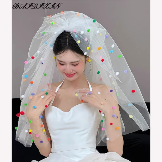 Braut Hochzeitsschleifstyling, Kopfschmuck, Haarzubehör, Hochzeitskleid, Heiratsurkunde, Vorschlag Accessoires, Fotostudio Foto, Reisefoto, Dopaminball -Schleim etwa 80 cm