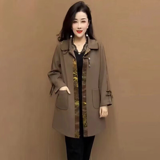 Mrs. Yun Aigui Marke Frauenkleidung 50 40 60 Spring Kleidung langärmelige Mitte und ältere Mütter Kleidung Freizeit und modisches Temperament mit mittlerem Stil E5012#-Blue Green M [85-100jin [Jin entspricht 0,5 kg]]