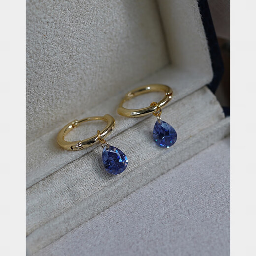 Shien Niche Light Luxury Tanzanite Zircon Circle Earrings Commuting Versatile Retro Earrings French Super Flash Earrings 50141 Purple Water Drop Circle Earrings
