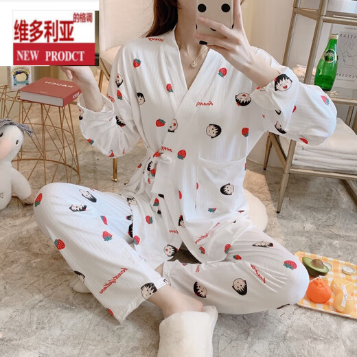 维多利亚的格调睡衣女春秋季薄款日式和服秋款棉套装服新款家居服夏 695#查理 M (80-100斤)