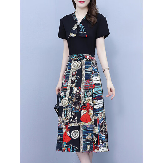 Tianjue Shark (SkysiR Shark) Guangzhou 13 rangs Hot-Robe de jupe pour femmes d'âge moyen pour femmes pour les vêtements pour femmes Summer 2025 Two-Piece 6626 Black 2025 Le nouveau modèle L suggère 90-100jin [Jin est égal à 0,5 kg]