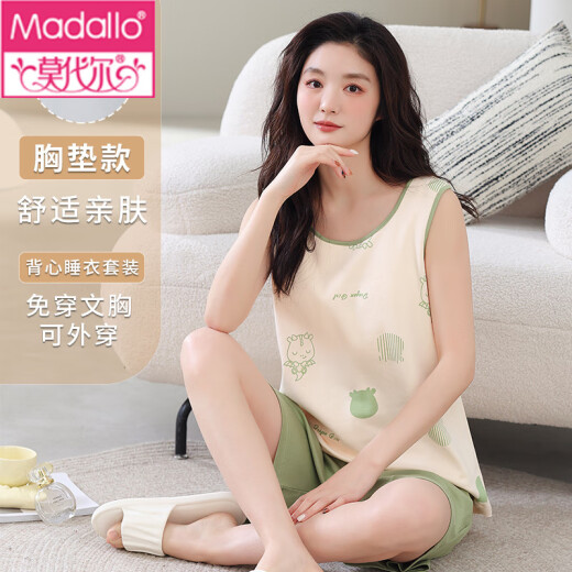 Modal Damenpyjamas für Frauen im Sommer, komfortabel, weich, hautfreundlich, atmungsaktiv, mit Brustpolsterhülsenweste-Kleidung für Frauen SG9859 bequem, hautfreundlich 2xl 140-160