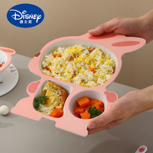 Disney (Disney) Carton Cartoon Ensemble de vaisselle pour enfants en bambou Fibre bébé plaque à manger à plaid