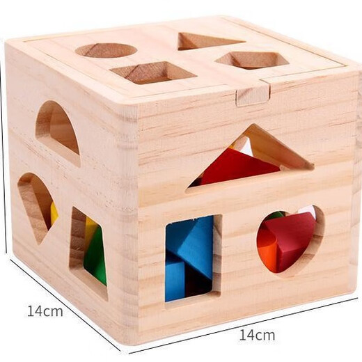 Qianfeng Montessori frühe Bildung Dreizehn-Loch-Intelligenzbox Bildungsspielzeug Holzkinder Formpaarung Farbe Kognitive Bausteine Dreizehn-Loch-Formpaarung Intelligenz Box