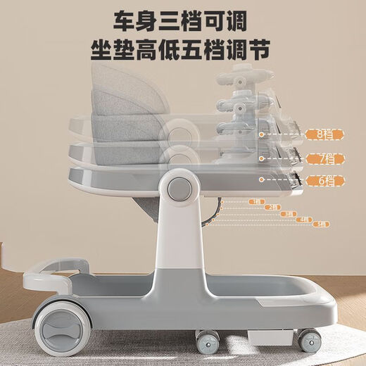 Raft Core Walker O-Leg Baby 2025 Baby Walker Walker 2025 NUEVO FUNCIÓN O-LEG Gray Wheeler Wheeler