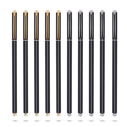 Shantou Lincun dünner Stange Metallstift Einfacher neutraler Stiftstudienbetriebsbüro Schwere Feeling 0,5 mm schwarzer Wasser Stift Signatur KX5009 Metallstift - Schwarze Single (0,5 mm schwarz)