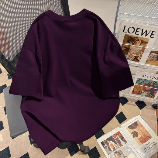 Foss Phil kurzärmeliges T-Shirt für Männer Sommer Dünne neue amerikanische Modemarke Loose Design Vielseitiges Paar halbärmelig Top MSL-C733 Dark Purple L.