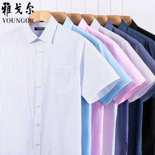 
MAYOR Yageo Short Sleeve Shirt Men's 2025 New Pure Cotton No-Iron Middle-aged Casual Real Pocket Professional Formal Shirt 6625 41 (Suggested 158-168Jin [Jin equals 0.5 kg])