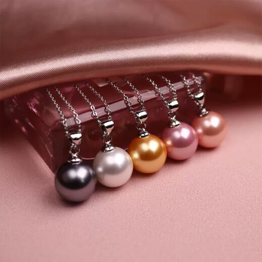 Fat Donglai quality pearl pendant without chain necklace silver buckle plated single shell bead single bead women's pendant accessory diameter 12mm, silver base white beads without chain