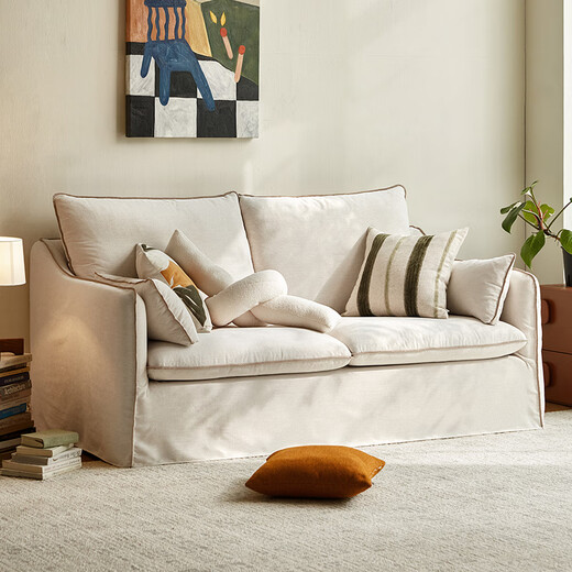 
Lin's Home Wood Industry Natural Linen Fabric Sofa Living Room 2025 New Small Apartment Fully Disassembled and Washed Yunduo Sofa BS675 1.85m Bei white - Fully Disassembled and Washed (including cloth cover)