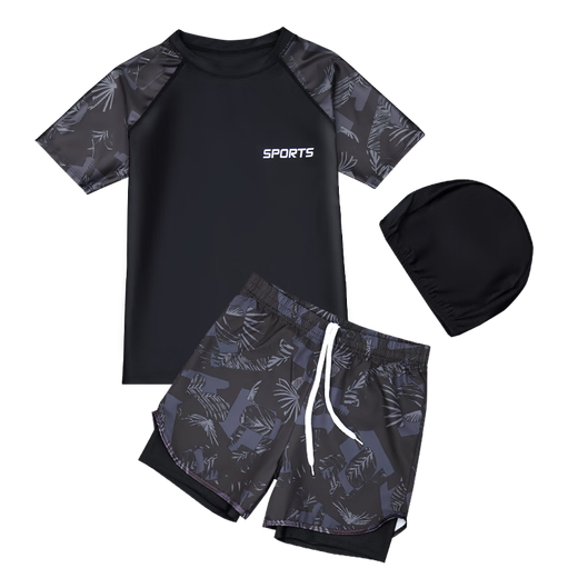 Shantoulin Village Badeanzug Jungen Splitststil Kinder Badeanzug Jungen Splitten Stil mittleren Alters im mittleren Alter Jugendliche Junior High School Jungen Speed 9712-Black Green 150 empfohlen 60-90jin [Jin gleich 0,5 kg]