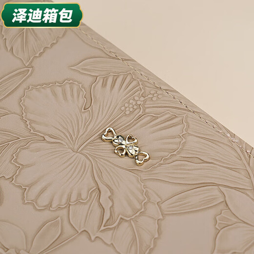 Yunluo Fashion Long Large Capacity Clutch Women's Retro Flower Double Zipper for Mom Portable Wallet Coin Purse Khaki Material