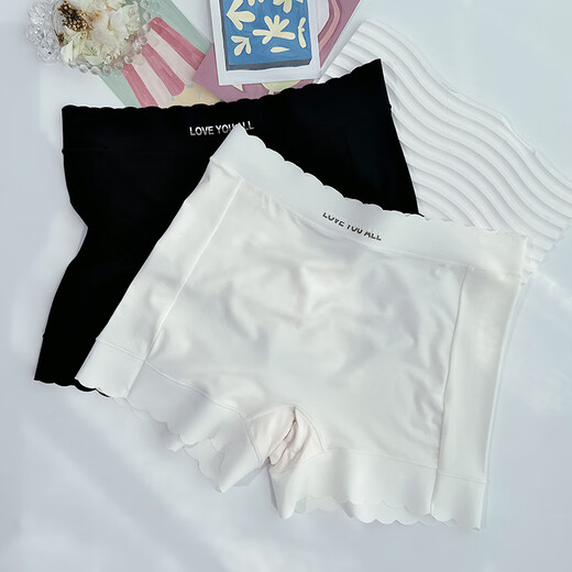 UHFR 3895 Traaceless Mid-T-Waist Boxer Unterwäsche für Frauen mit drei Punkten in der eng anliegenden Sommer-Basis Anti-Exposation-Sicherheitshose Schwarzes One Size 100-130jin [Jin entspricht 0,5 kg]