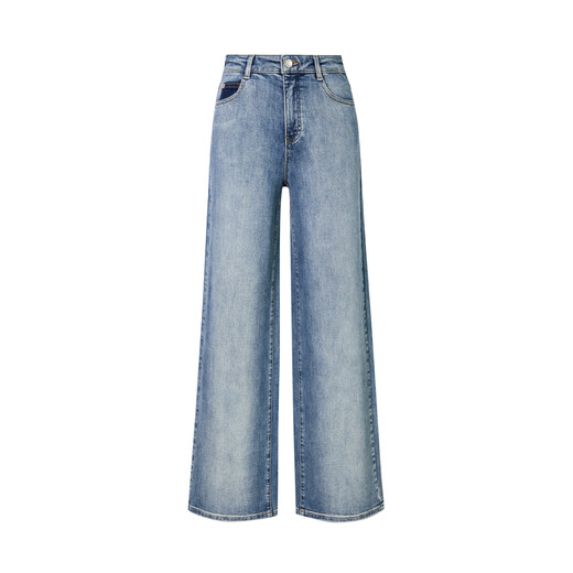 Ainos Essi [gleicher Stil in der Mall] 2025 Sommer Neues Produkt Vielseitiges hoher Taille gerade breite Beinjeans und Hosen für Frauen 40513207 Denim Lamb S