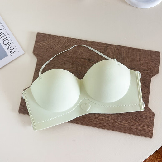 NJSKAKW Seamless Cross Hanging Neck Beautiful Back Bra Push Up Small Breast Showcase Non-Slip Invisible Bra Bandeau Wrap Bra One Piece Light Skin L 36/80ABC