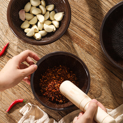 Baichao old-fashioned hammer household garlic pounder, pepper preserved egg, tea bowl, baby grinder, rice paste ceramic masher, 16cm hammer with stick (high style)