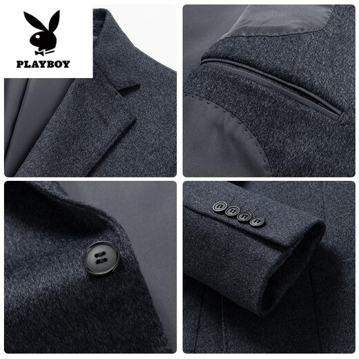 Playboy (PLAYBOY) Костюм из шелковой шерсти шелковицы, мужской деловой повседневный кашемировый костюм среднего возраста, мужской осенне-зимний одинарный пиджак, черный, 4XL 195 Рекомендуется 190-200Джин Джин равен 0,5 кг