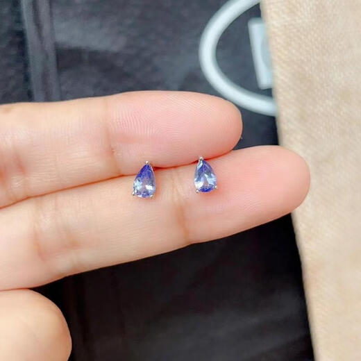 Chisha Water Drops Small and Exquisite Natural Tanzanite Two-piece Set of Earrings and Pendants with Necklace 925 Sterling Silver Inlaid Minimalist Set
