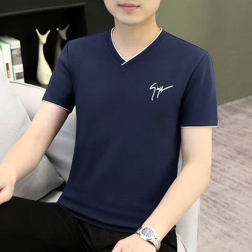 
Men's short-sleeved T-shirt 2025 summer new slim-fitting trend versatile T-shirt ins cotton casual tb-d7029 white 10XL m Recommended 100-115Jin [Jin equals 0.5 kg]