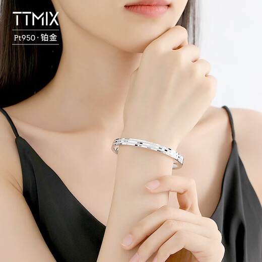 TTMIXpt950 pure platinum bracelet for women, platinum semi-solid royal concubine bracelet, new bracelet, round bracelet, weight 9.8-10.0g, inner diameter 52mm, width 4