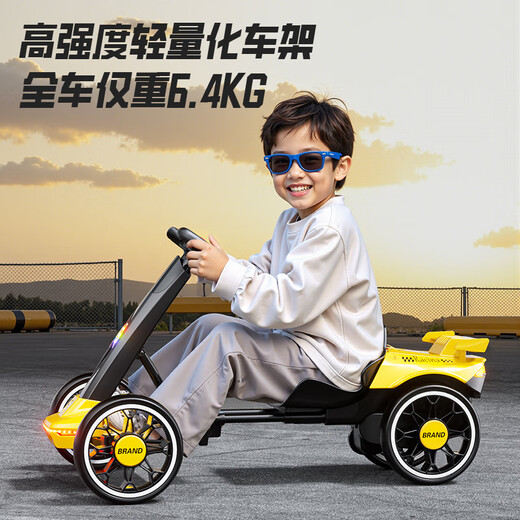 喵喵狮电动卡丁车儿童可坐大人4-8户外轻便玩具免安装可折叠四轮儿童车 【顶配】大黄蜂+双驱+12v电瓶 音乐灯光+遥控