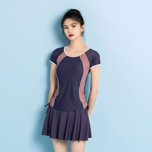 Yalu XL 300Jin Jin is equal to 0.5kg. Women's split swimsuit 2025 new fat mm feeling slimming belly cover conservative swimsuit summer gray pink top + skirt. Comes with waterproof bag. Medium 6XL recommended 200-230Jin Jin is equal to 0.5kg.