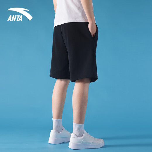 Anta Shorts Spring and Summer Men's and Women's Sports Shorts Loose Outdoor Breathable Basketball Leisure Pants Sports Running Quick Dry Crop Pants [Breathable Cotton Shorts] Basic Black-zipper Pocket L/175