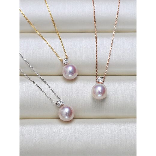 DR-FLVVS single pearl pendant without chain. Princess style pearl pendant with strong light comparable to akoya18K 18K white warm pink freshwater pearl without chain 9.6-10mm