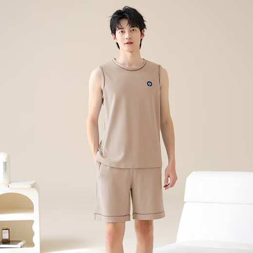 Yiduo pyjamas coton pur coton masculin mince sans manches simples pantalon à cinq points en liberté de vêtements pour la maison en plein air 13658 l [100-120 Jin [Jin est égal à 0,5 kg]]