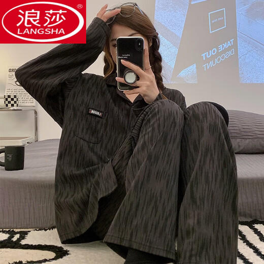 Langsha 2024 Nouveau pyjamas en coton pur pour les femmes au printemps, à l'automne et à l'hiver haut de gamme à manches longues à manches extérieures plus
