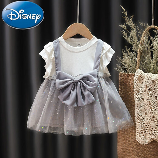 Disney Children's Vêtements 2025 Été Nouvelle petite fille robe en deux pièces robe à la mode courte à manches à manches