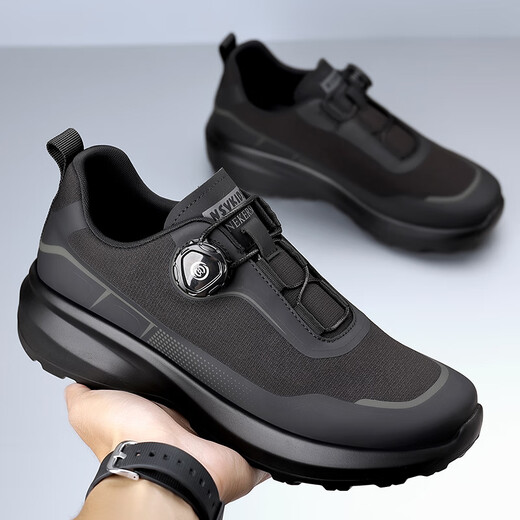 Zapatos para hombres 2025 Nuevo botón giratorio de primavera gratis suela suave de viaje al aire libre Sports y ocio de moda 3527 Negro 40