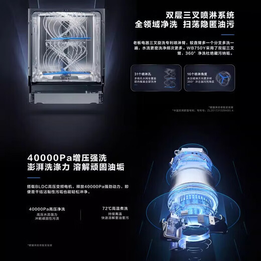 Boss Dishwasher 15 Sets WB750Y Large Capacity Household Dishwasher Nationwide Warranty Level One Energy Efficiency Embedded