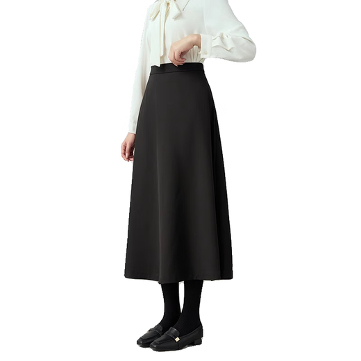 Lady Bird black professional skirt female interview autumn and winter high-end suit a-line skirt umbrella skirt commuting formal skirt commuting