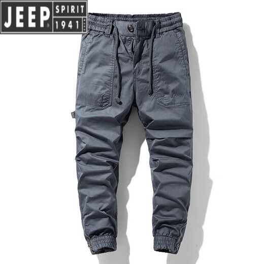 JEEP SPIRIT【直播同款】工装裤男女纯棉宽松休闲裤束脚春夏秋夏季运动长裤子 679灰色(夏款) 28 (建议95-110斤)