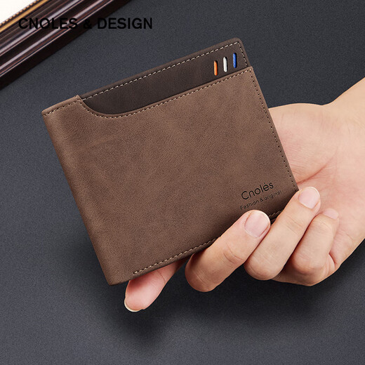 Cnoles Herren Brieftasche Kurzer Brieftasche Mehrere Karten Multifunktionskarten Karten Brieftasche Geburtstagsgeschenk für Papa Freund Ehemann Brown Brown