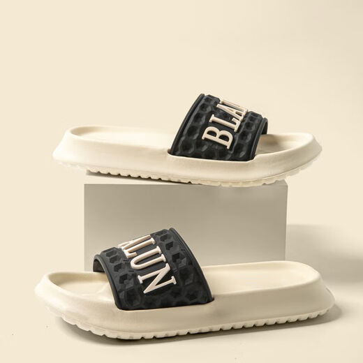 
Huilijun slippers for women in summer thick sole home indoor bathroom bathing, non-slip stomping, couple wearing sandals for men outside BLALUN[9901] black 36-37