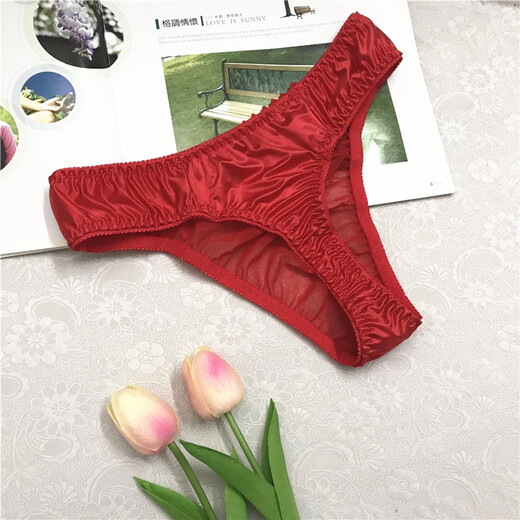 
Japanese men's bow womb womb tress drag sexy thong men's new style smooth face ray lace underwear black M suitable for 1.8-2.0 feet
