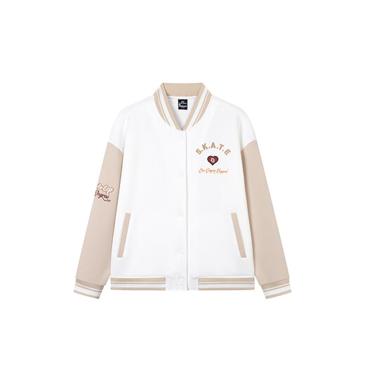 361 sports jacket women's baseball uniform 25 spring and autumn flight jacket tops student sportswear open-clad sweatshirt women's clothing feather white XS