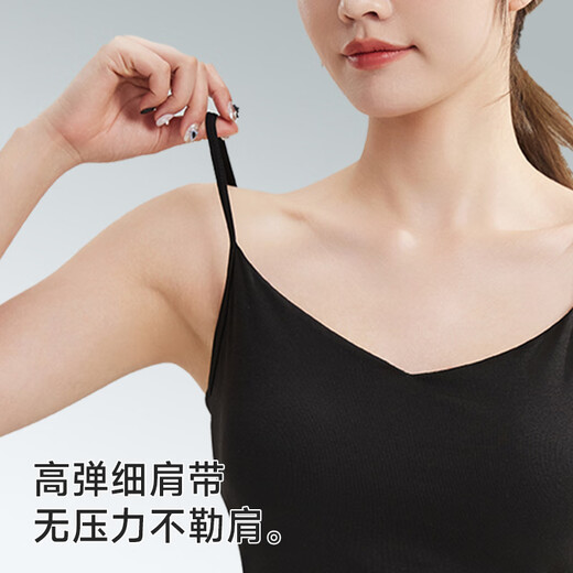 猫人（MiiOW）黑色吊带带胸垫背心女可外穿洋气休闲百搭美背文胸内衣女夏季薄款