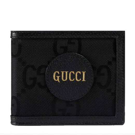 Gucci luxury men's bag OffTheGrid series classic double G black fabric folding wallet black